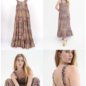 CHUFY‎ Modi Maxi Dress In Deena Amber Size Small Silk Cotton Blend Smock